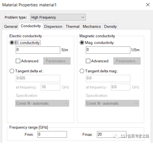 cst软件如何定义复介电常数---电导率cond与损耗角tand