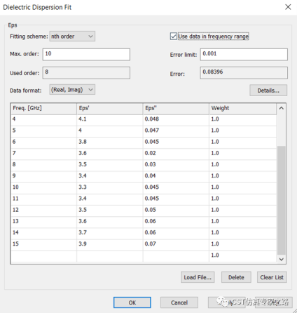 cst软件如何使用自定义的频域材料色散介