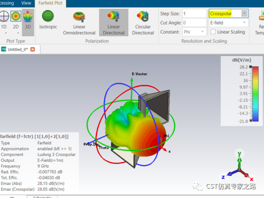 cst软件如何理解远场的坐标、分量和极化