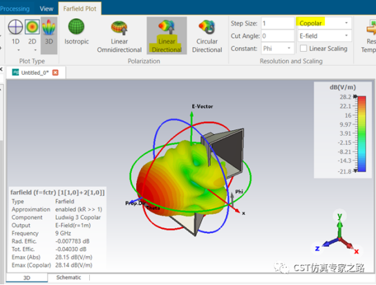cst软件如何理解远场的坐标、分量和极化
