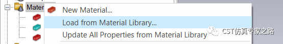 cst软件如何添加和管理自定义的材料