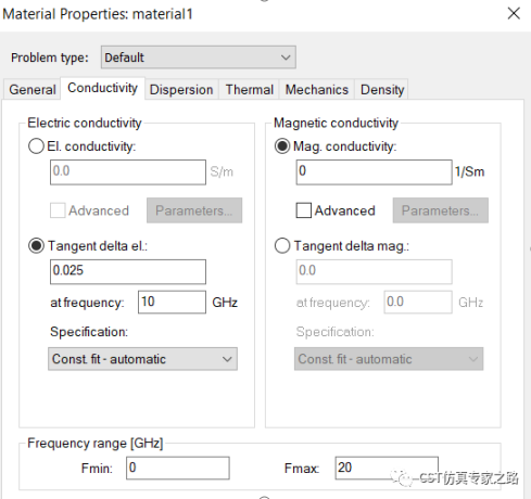 cst软件如何定义复介电常数---电导率cond与损耗角tand